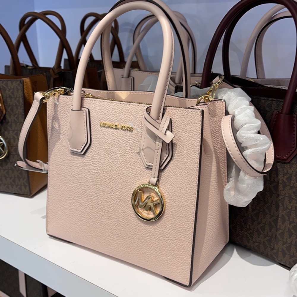 Michael Kors Mercer Medium Pebbled Leather Crossbody Bag - Picture 13 of 16